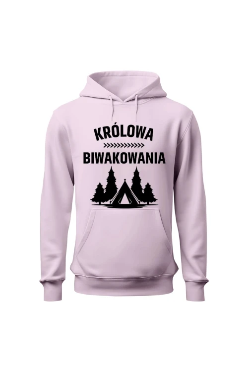Bluza damska z kapturem Królowa biwakowania - różowa