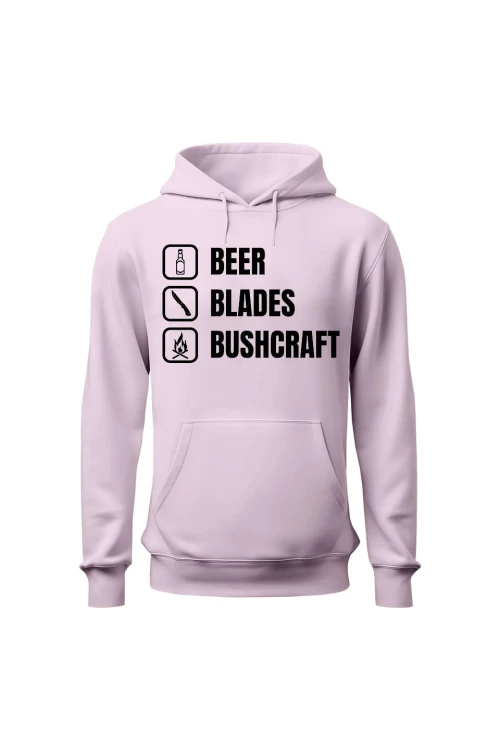 Bluza damska z kapturem Beer blades and bushcraft - różowa