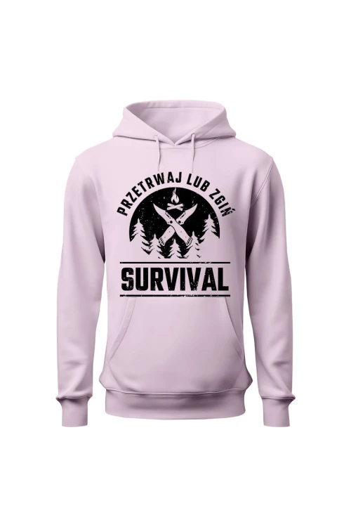 Bluza damska z kapturem Survival Przetrwaj lub zgiń - różowa
