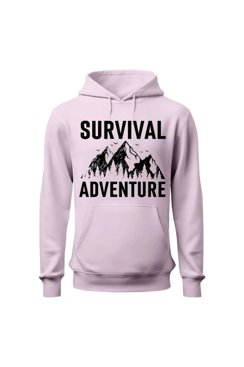 Bluza damska z kapturem Survival Adventure - różowa