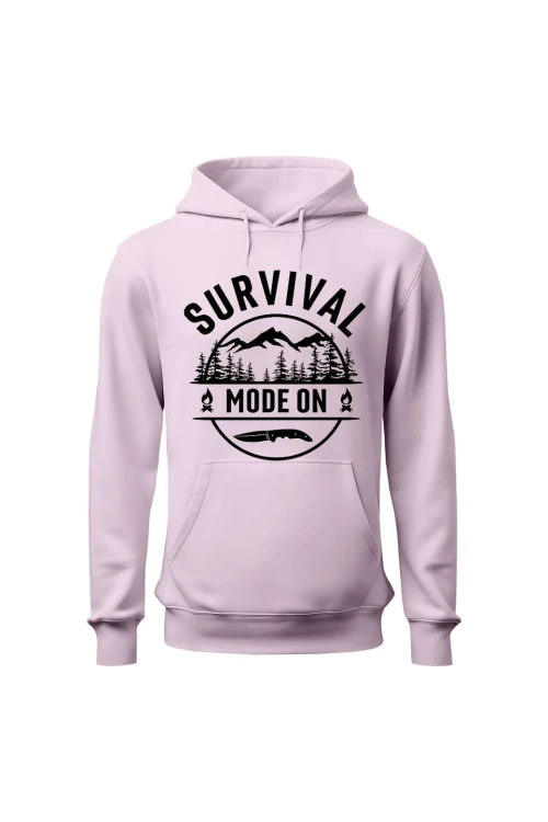 Bluza damska z kapturem Survival mode on - różowa