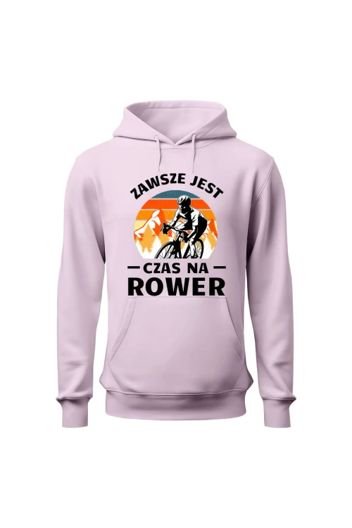 Bluza damska z  kapturem Zawsze jest czas na rower Szosa - różowa