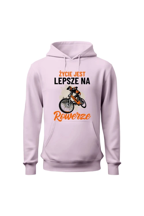 Bluza damska z  kapturem Życie jest lepsze na rowerze Downhill - różowa