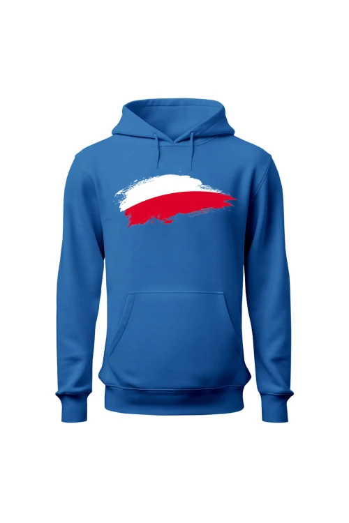 Bluza damska z  kapturem Polska Flaga - niebieska