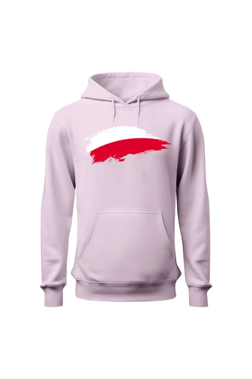 Bluza damska z  kapturem Polska Flaga - różowa