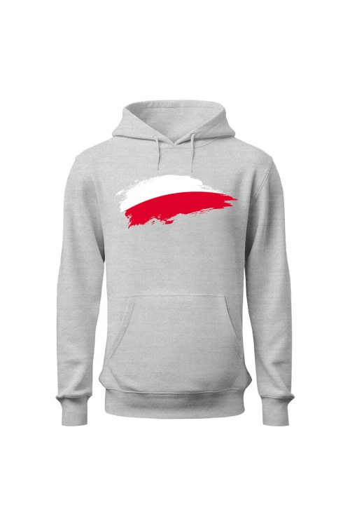 Bluza damska z  kapturem Polska Flaga - szara