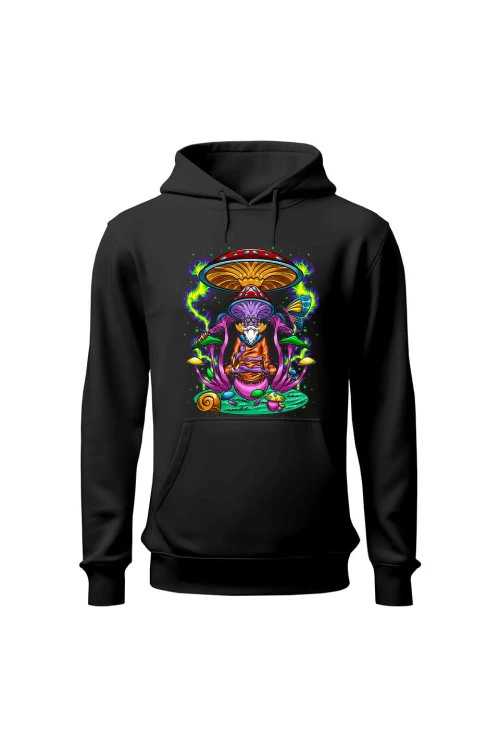 Bluza damska z  kapturem Psychedelic Mushroom - czarna