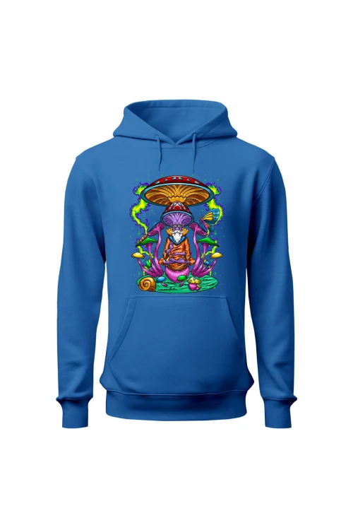Bluza damska z  kapturem Psychedelic Mushroom - niebieska