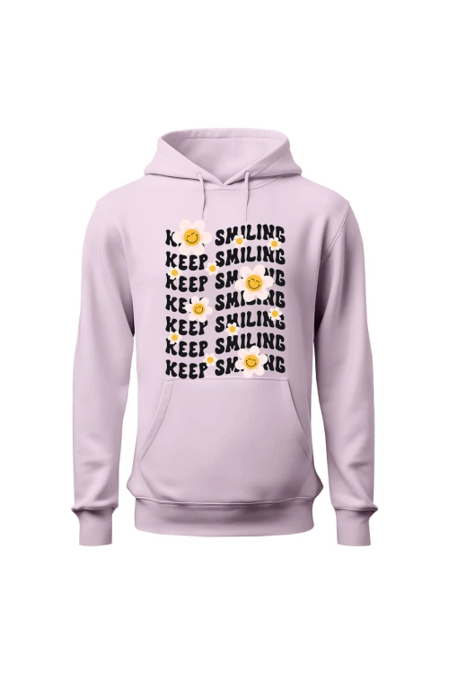 Bluza damska z  kapturem Keep Smiling - różowa