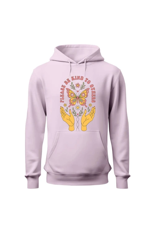 Bluza damska z  kapturem Please be kind to others - różowa