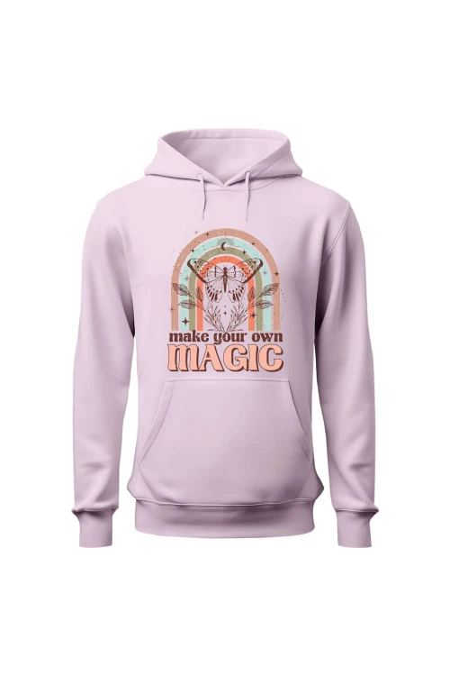 Bluza damska z  kapturem Make your own magic - różowa