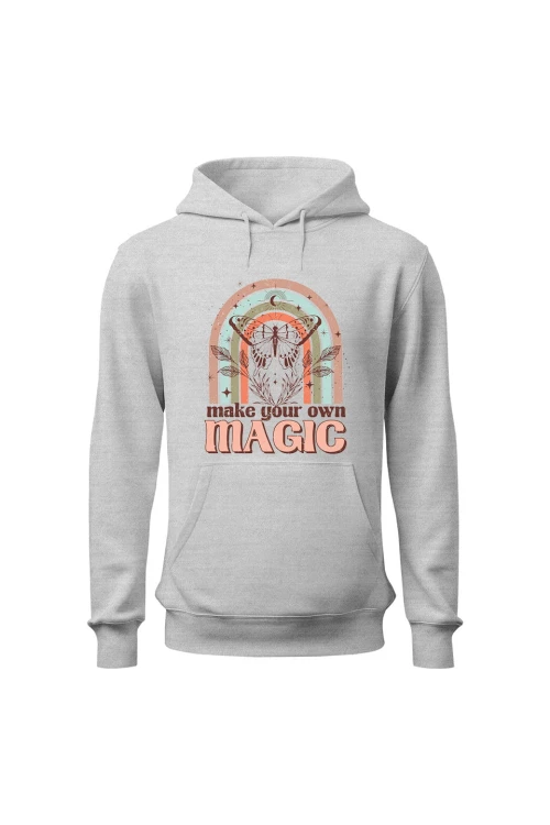 Bluza damska z  kapturem Make your own magic - szara