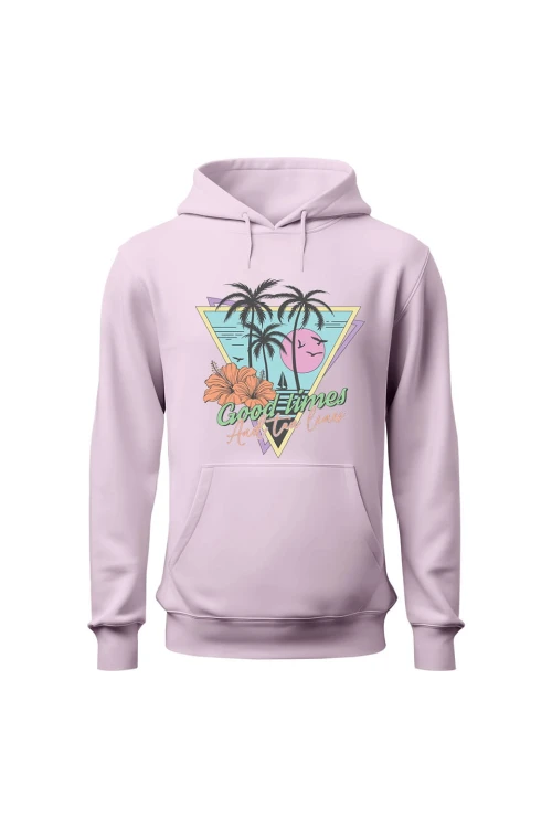 Bluza damska z  kapturem Good times and tan lines - różowa
