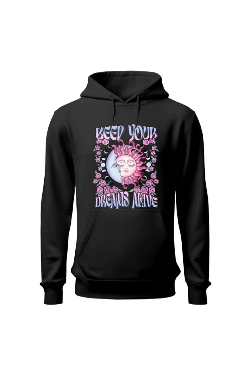 Bluza damska z  kapturem Keep your dreams alive - czarna