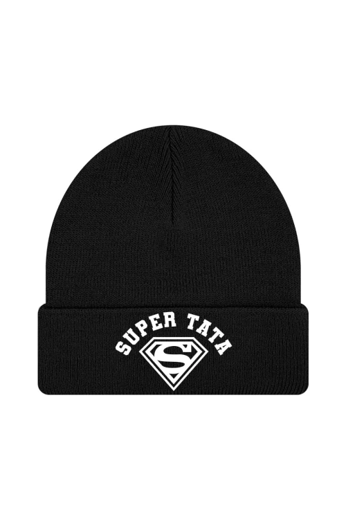 Czapka zimowa Super Tata Znak - czarna