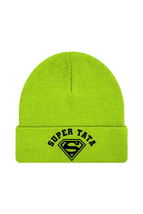 Czapka zimowa Super Tata Znak - limonka