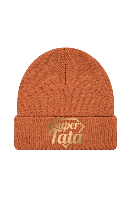Czapka zimowa Super Tata - złote - pomarańczowa