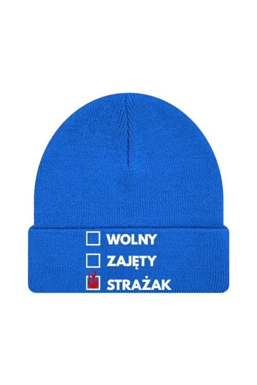 Czapka zimowa Wolny zajęty strażak - niebieska