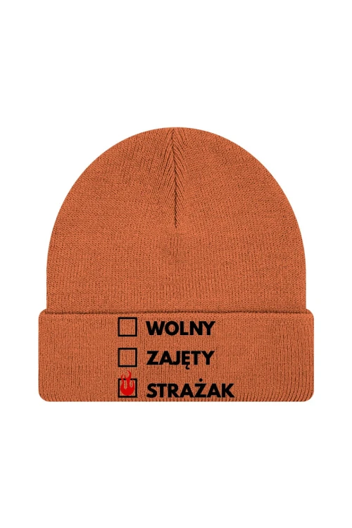 Czapka zimowa Wolny zajęty strażak - pomarańczowa