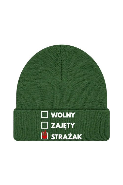 Czapka zimowa Wolny zajęty strażak - ciemnozielona
