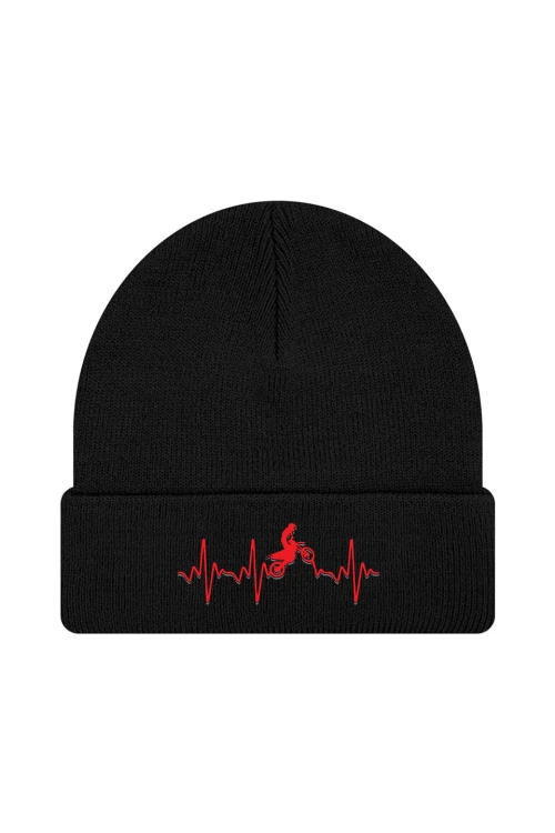 Czapka zimowa Motocross heartbeat - czarna