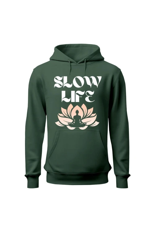 Bluza męska z kapturem Slow life - zielona