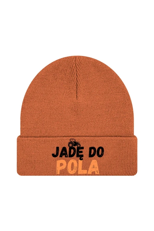 Czapka zimowa Jadę do pola - pomarańczowa