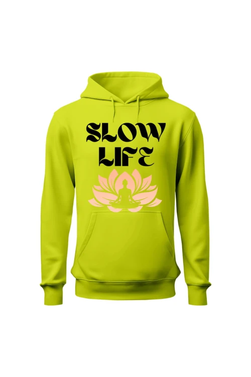 Bluza męska z kapturem Slow life - limonka