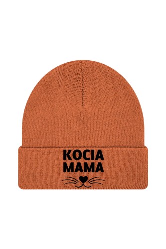 Czapka zimowa Kocia mama - pomarańczowa
