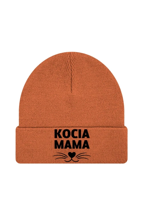 Czapka zimowa Kocia mama - pomarańczowa