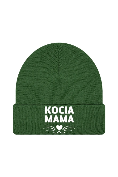 Czapka zimowa Kocia mama - ciemnozielona