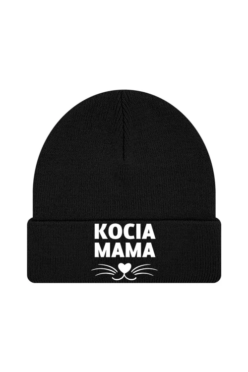 Czapka zimowa Kocia mama - czarna