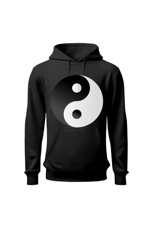 Bluza męska z kapturem Symbol Yin Yang - czarna
