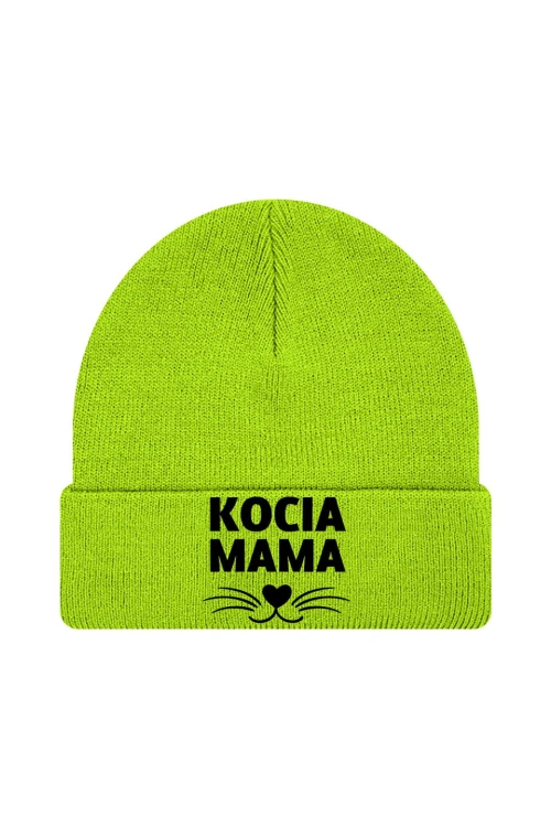 Czapka zimowa Kocia mama - limonka