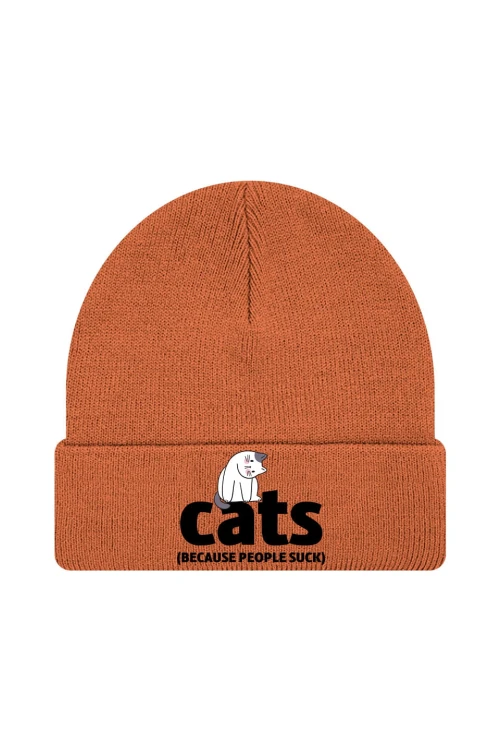 Czapka zimowa Cats because people sck - pomarańczowa