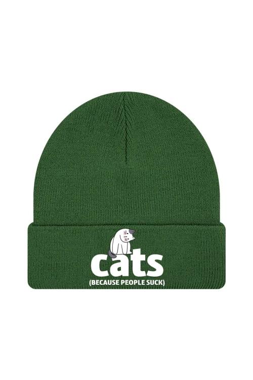 Czapka zimowa Cats because people sck - ciemnozielona