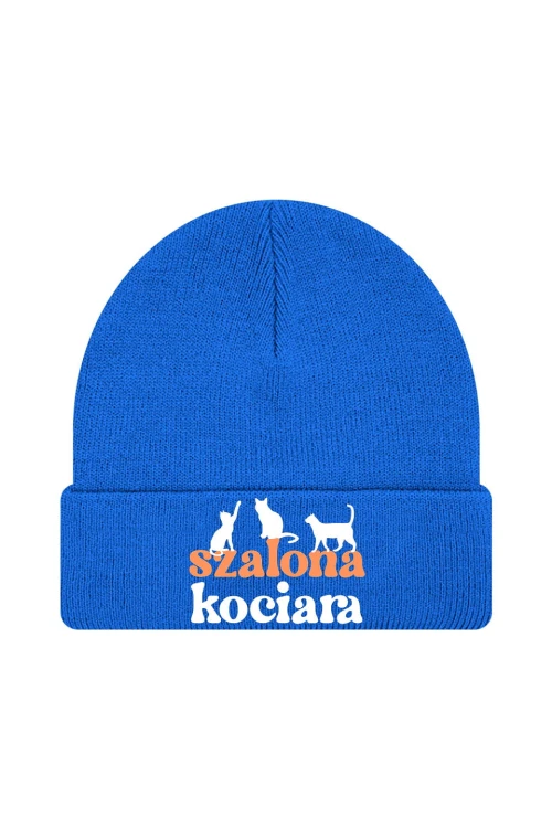 Czapka zimowa Szalona kociara - niebieska