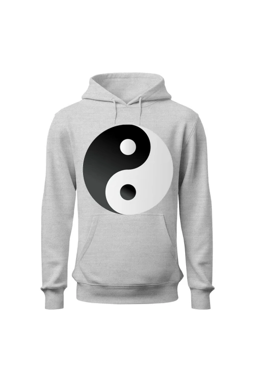 Bluza męska z kapturem Symbol Yin Yang - szara