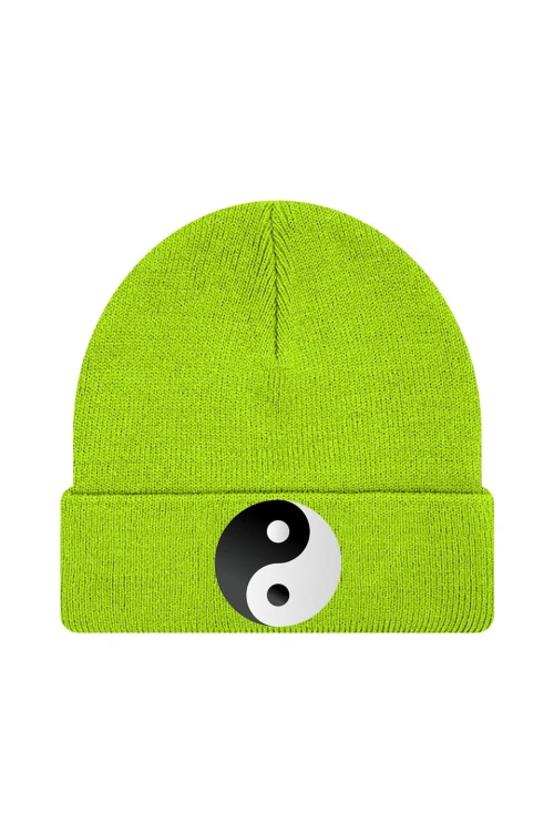 Czapka zimowa Symbol Yin Yang - limonka