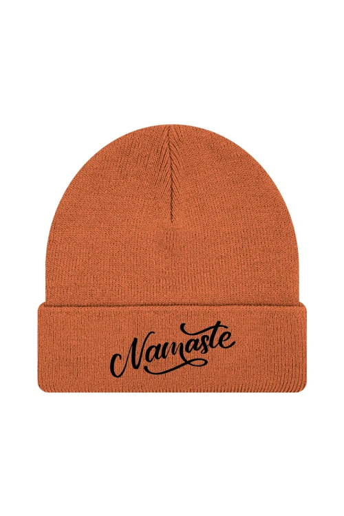 Czapka zimowa Namaste Napis - pomarańczowa