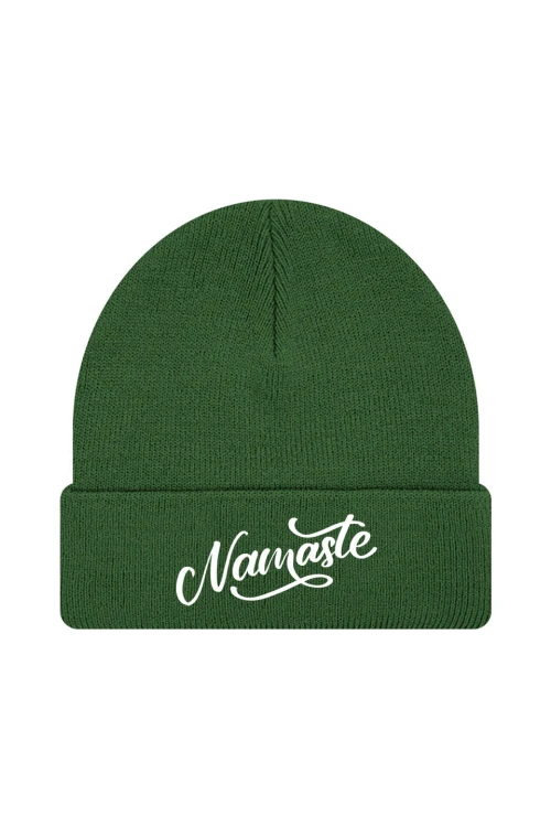 Czapka zimowa Namaste Napis - ciemnozielona