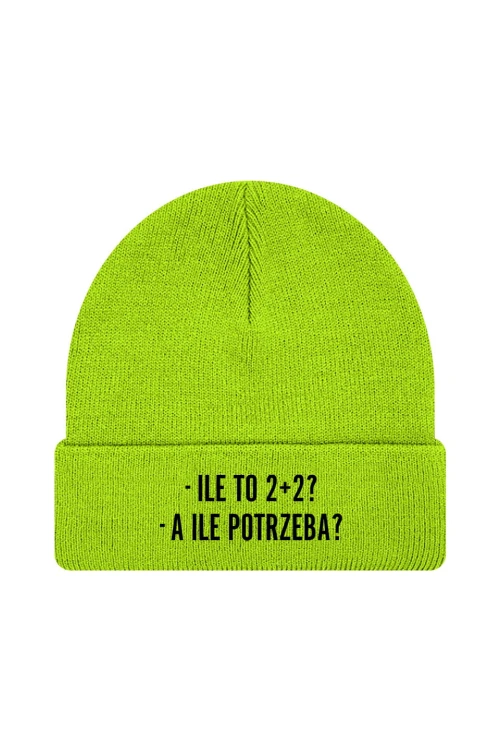 Czapka zimowa Ile to 2+2? A ile potrzeba? - limonka