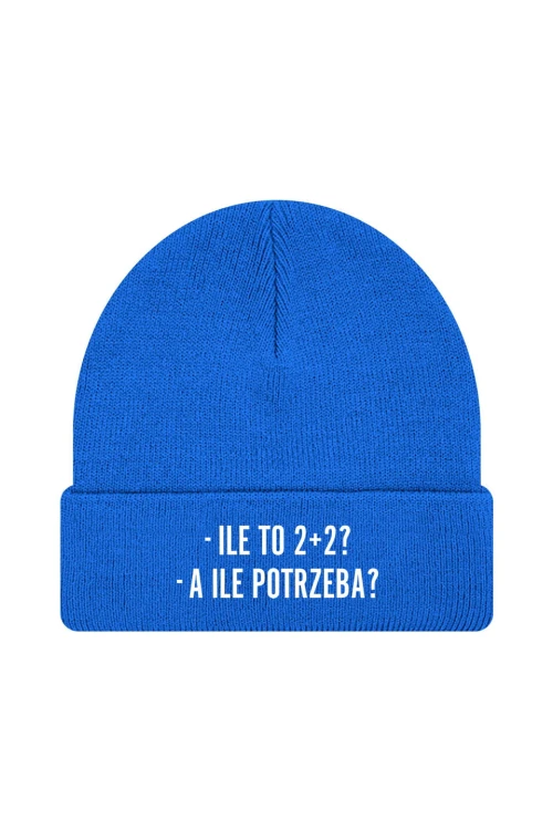 Czapka zimowa Ile to 2+2? A ile potrzeba? - niebieska