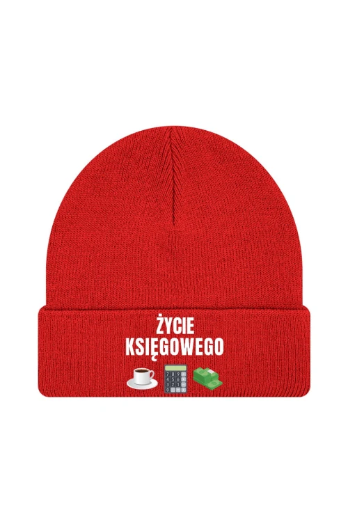 Czapka zimowa Życie księgowego - czerwona
