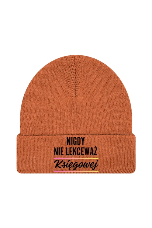 Czapka zimowa Nigdy nie lekceważ księgowej - pomarańczowa