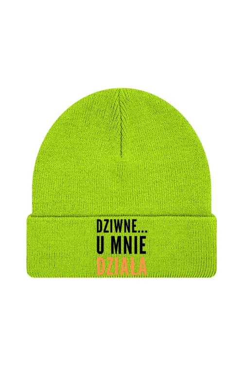 Czapka zimowa Dziwne u mnie działa - limonka