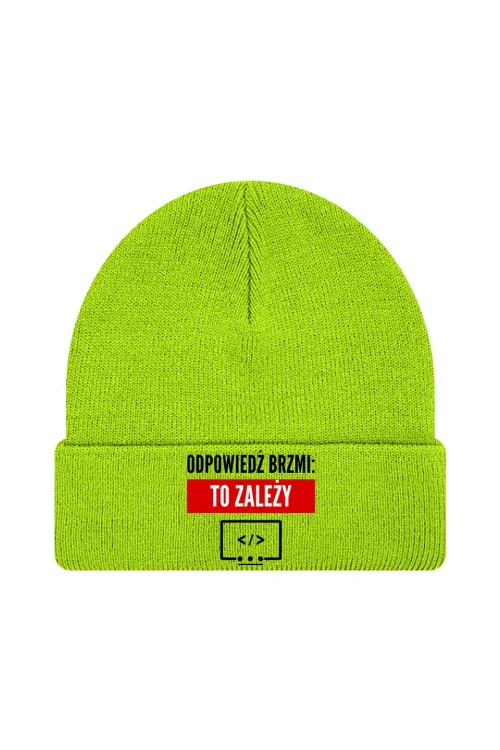 Czapka zimowa Odpowiedź brzmi To zależy - limonka