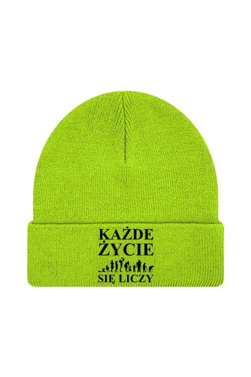 Czapka zimowa Każde życie się liczy - limonka