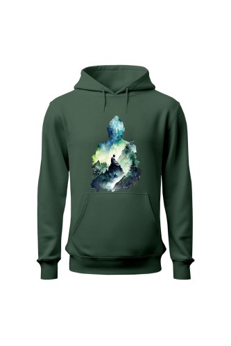 Bluza męska z kapturem Buddyzm Medytacja - zielona