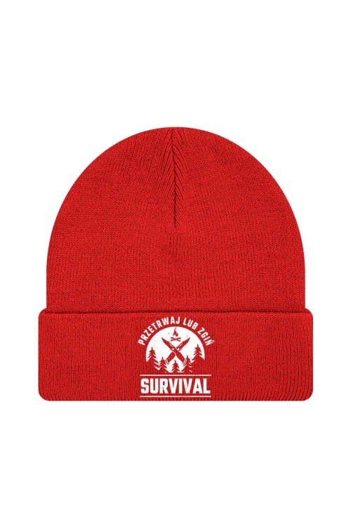 Czapka zimowa Survival Przetrwaj lub zgiń - czerwona